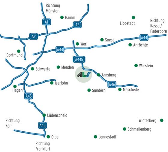 Anfahrtsbeschreibung/Anfahrtsskizze ALS Arnsberg